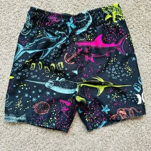 Hurley Toddler Shorts with Neon Shark Print